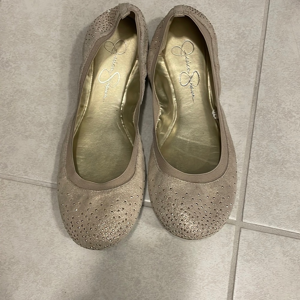 Jessica Simpson Gold Glitter Flats